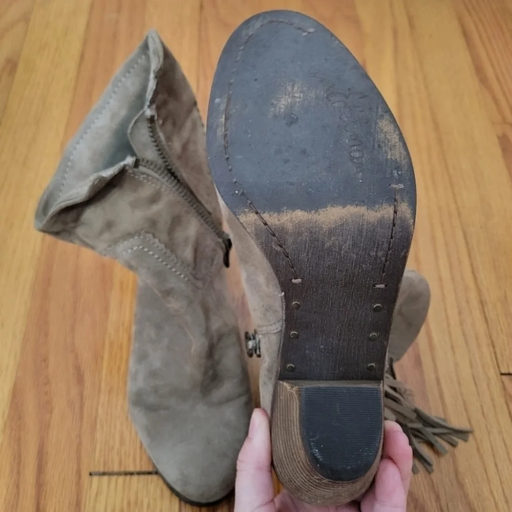 Sam Edelman Women's Louie Western Fringe Boot Tan Size 6 Suede‎ Leather Festival